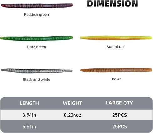 Fishing Soft Plastic Senko Wacky Worms, Soft Fishing Lures, Worm Soft Plastic Bass Fishing Lure, Mixed Kit Plastic Worm Stick Baits in Kuwait