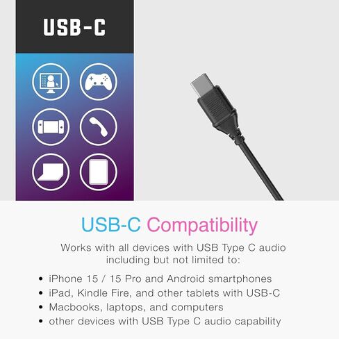 Kid Headphones for School, USB Type C Kids Headphone with LED Lights, Wired Boys Girls Headphones with Safe Limiter 85dB/94dB, Foldable On Ear Headphones with Microphones for Girls, Boys, iPad-Blue in Saudi Arabia