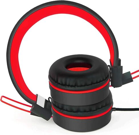 Kid Headphones for School, USB Type C Kids Headphone with LED Lights, Wired Boys Girls Headphones with Safe Limiter 85dB/94dB, Foldable On Ear Headphones with Microphones for Girls, Boys, iPad-Blue in Saudi Arabia