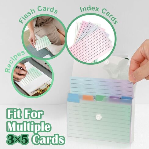 300pcs Index Card Organizer Set Index Card Case Blank Flash Cards Clear Plastic Index Card Holder Study Cards Tab Dividers Note Cards with 36 Sticker Labels for Learning (Blue, 3×5 inch) in Kuwait