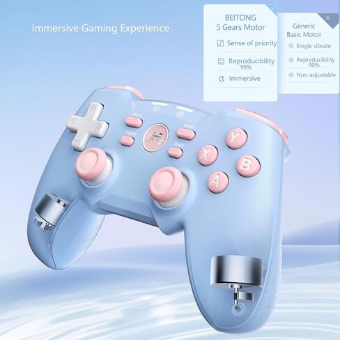 BEITONG BAT4 Wireless PC Game Controller,Dual Vibration Retro Gamepad Joystick for Windows 7 8 10 11/Steam/Simulators/Android TV Gaming (Bat 4 (Ice Cream)) in Saudi Arabia
