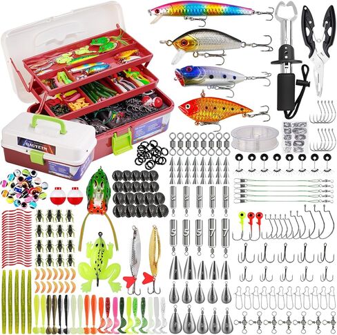 صندوق معالجة كبير مكون من 3 طبقات مع أدوات صيد السمك متضمنة، مجموعة 397 قطعة من طُعم الصيد كرانكبيتس خطاطيف صيد ملعقة دودة معالجة ملحقات طعم صيد سمك السلمون المرقط للمياه العذبة والمياه المالحة in Kuwait