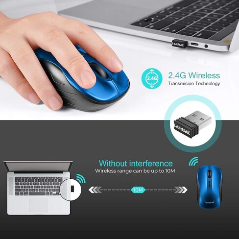 LeadsaiL Wireless Mouse Silent 2.4G USB Computer Mouse Compact Optical Cordless Mouse Mini Quiet Wireless Mice, Noiseless, 4 Buttons, 3 Adjustable DPI Mobile Mouse for PC/Laptop/Windows/Mac/Linux in Saudi Arabia