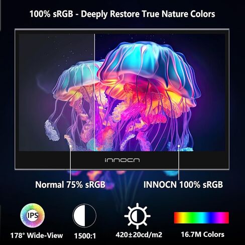 INNOCN 15.6 inch Portable Monitor Touchscreen N1F PRO | 1080P | HDMI, USB C HDMI | for MacBook, Windows, Tablets, Android, Chrome, PS4, Switch, Mini PC | 400Nits | 100% sRGB in Saudi Arabia