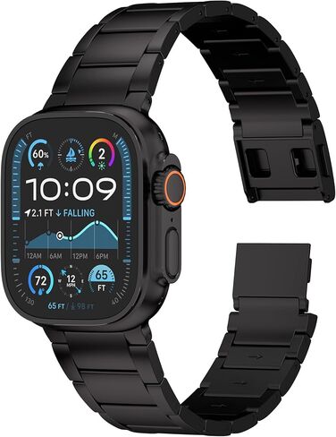 Ultra 2 Titanium Band with Magnet Buckle and DLC (Diamond Like Carbon) Compatible with Apple Watch Ultra 2 and Ultra 1 49mm Titanium Bracelet (BLACK) in Kuwait