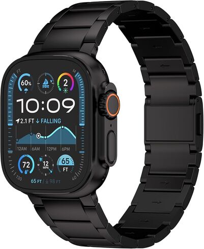 Ultra 2 Titanium Band with Magnet Buckle and DLC (Diamond Like Carbon) Compatible with Apple Watch Ultra 2 and Ultra 1 49mm Titanium Bracelet (BLACK) in Kuwait