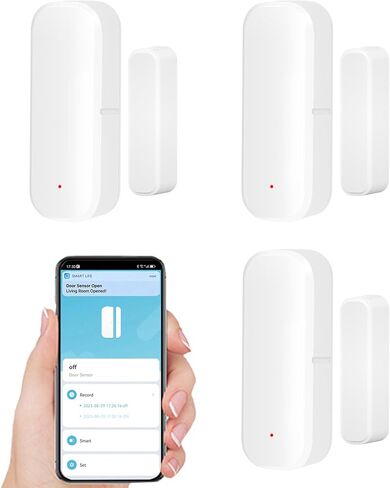 Smart WiFi Door Sensor: Wireless Window Sensor with App Notification Alert, Tuya Door Open Contact Sensor for Home Security, No Hub Required, Compatible with Alexa Google Assistant in Kuwait
