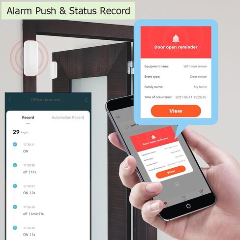 Smart WiFi Door Sensor: Wireless Window Sensor with App Notification Alert, Tuya Door Open Contact Sensor for Home Security, No Hub Required, Compatible with Alexa Google Assistant in Kuwait