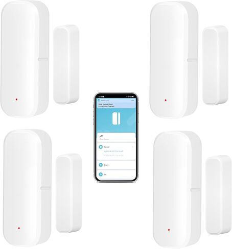 Smart WiFi Door Sensor: Wireless Window Sensor with App Notification Alert, Tuya Door Open Contact Sensor for Home Security, No Hub Required, Compatible with Alexa Google Assistant in Kuwait