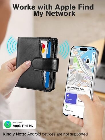 Slim Wallet for Women, Wallet Women with Smart Tracker Works with Apple Find My, RFID Blocking Bifold Credit Card Holder Genuine Leather Small Wallet for Women with ID Window, 8 Cards Holder, Blue in Kuwait