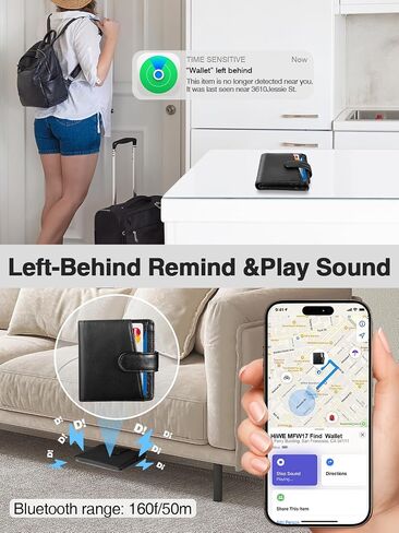 Slim Wallet for Women, Wallet Women with Smart Tracker Works with Apple Find My, RFID Blocking Bifold Credit Card Holder Genuine Leather Small Wallet for Women with ID Window, 8 Cards Holder, Blue in Kuwait