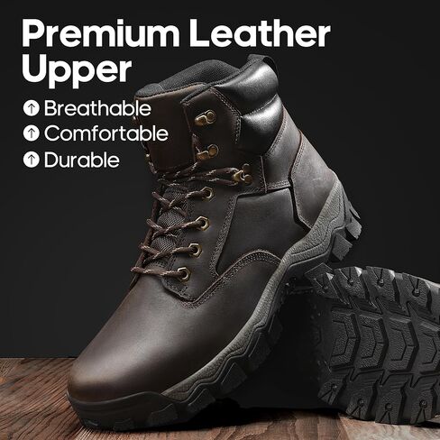 NORTIV 8 Men's Hiking Boots Waterproof Soft Toe Work Boots Leather Work Boots in Saudi Arabia