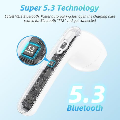 Wireless Earbuds 40H Playtime 8H Continuous Playtime Bluetooth Ear Buds, IPX6 Waterproof Stereo Sound Bluetooth Wireless Headphones with Microphone and Charging Case for iOS Android Sports in Saudi Arabia