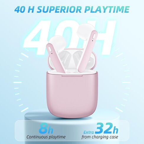 Wireless Earbuds 40H Playtime 8H Continuous Playtime Bluetooth Ear Buds, IPX6 Waterproof Stereo Sound Bluetooth Wireless Headphones with Microphone and Charging Case for iOS Android Sports in Saudi Arabia