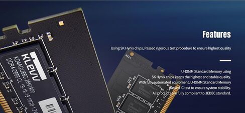 KLEVV DDR4 8GB (1x8GB) 3200MHz CL22 1.2V UDIMM Desktop Ram Memory SK Hynix Chip (KD48GU880-32N220A) in Saudi Arabia