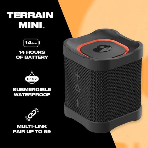 Skullcandy Terrain Mini Wireless Bluetooth Speaker - IPX7 Waterproof Portable with Dual Custom Passive Radiators, 14 Hour Battery, Nylon Wrist Wrap, & True Stereo in Saudi Arabia