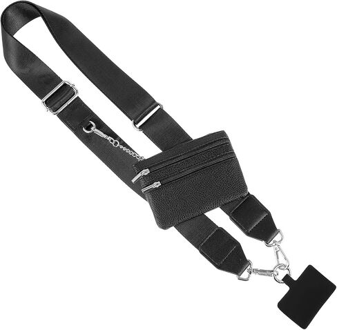 Crossbody Phone Strap with Wallet, Clip and Go Strap with Zippered Pouch for All Phone Adjustable Phone Chain Lanyard with Leather Pouch (Gold Closure) in Saudi Arabia
