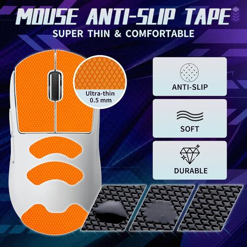 Mouse Anti Slip Grip Tape Compatible with Logitech G PRO X Superlight, Superlight 2 Wireless Gaming Mouse, Palm Sweat Absorption, Thin 0.5mm, Cut to Fit, Easy to Apply, Mouse Skin (Black) in Saudi Arabia
