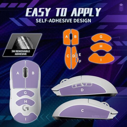 Mouse Anti Slip Grip Tape Compatible with Logitech G PRO X Superlight, Superlight 2 Wireless Gaming Mouse, Palm Sweat Absorption, Thin 0.5mm, Cut to Fit, Easy to Apply, Mouse Skin (Black) in Saudi Arabia