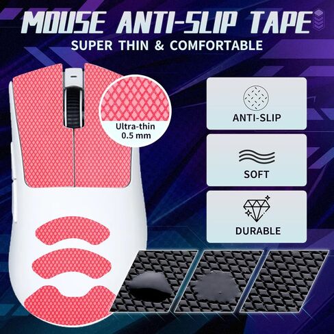 Mouse Anti Slip Grip Tape Compatible with Logitech G PRO X Superlight, Superlight 2 Wireless Gaming Mouse, Palm Sweat Absorption, Thin 0.5mm, Cut to Fit, Easy to Apply, Mouse Skin (Black) in Saudi Arabia