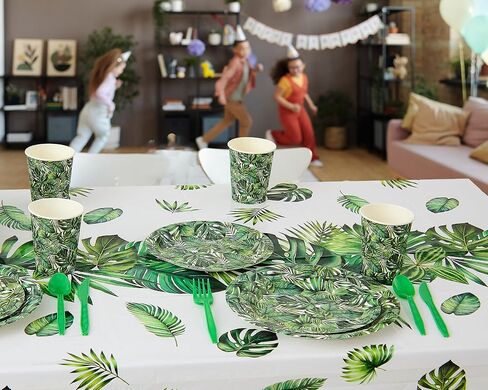 Oudain 324 Pcs Jungle Safari Party Decorations Tableware Animal Jungle Theme Party Supplies Includes Tablecloth Plates Napkins Cups Forks Knives Spoons For Baby Shower Birthday Party (Animal) in Saudi Arabia