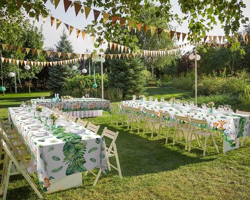 Oudain 324 Pcs Jungle Safari Party Decorations Tableware Animal Jungle Theme Party Supplies Includes Tablecloth Plates Napkins Cups Forks Knives Spoons For Baby Shower Birthday Party (Animal) in Saudi Arabia