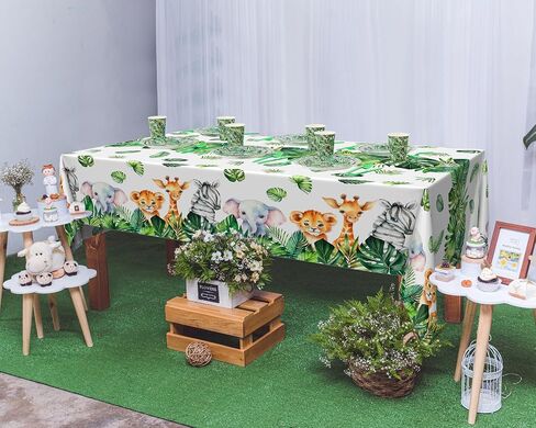Oudain 324 Pcs Jungle Safari Party Decorations Tableware Animal Jungle Theme Party Supplies Includes Tablecloth Plates Napkins Cups Forks Knives Spoons For Baby Shower Birthday Party (Animal) in Saudi Arabia