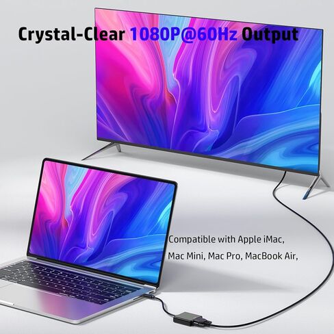 كابل محول Mini DisplayPort إلى VGA 2 حزمة باللون الأسود، ذكر MDP إلى VGA أنثى، محول Mini DP إلى VGA من MacBook Air/Pro، Surface، الشاشة، جهاز العرض، التلفزيون والمزيد (متوافق مع Thunderbolt 2 إلى VGA) in Kuwait