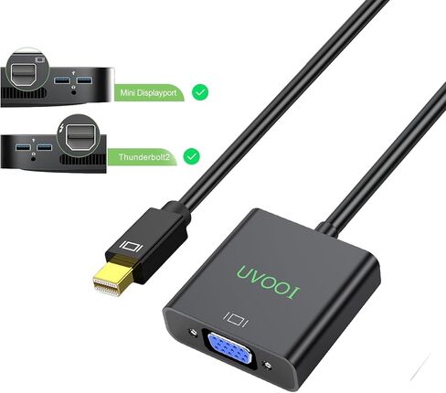 كابل محول Mini DisplayPort إلى VGA 2 حزمة باللون الأسود، ذكر MDP إلى VGA أنثى، محول Mini DP إلى VGA من MacBook Air/Pro، Surface، الشاشة، جهاز العرض، التلفزيون والمزيد (متوافق مع Thunderbolt 2 إلى VGA) in Kuwait