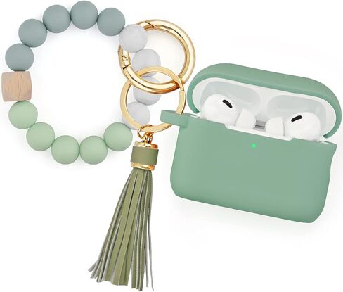 Airpods Pro 2nd Generation Case Cover 2022, Cute Silicone Protective Case with Bracelet Keychain Accessories for New Apple Airpods Pro 2 Women Girls (Cactus Green) in Kuwait