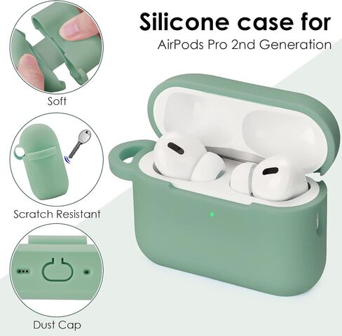 Airpods Pro 2nd Generation Case Cover 2022, Cute Silicone Protective Case with Bracelet Keychain Accessories for New Apple Airpods Pro 2 Women Girls (Cactus Green) in Kuwait