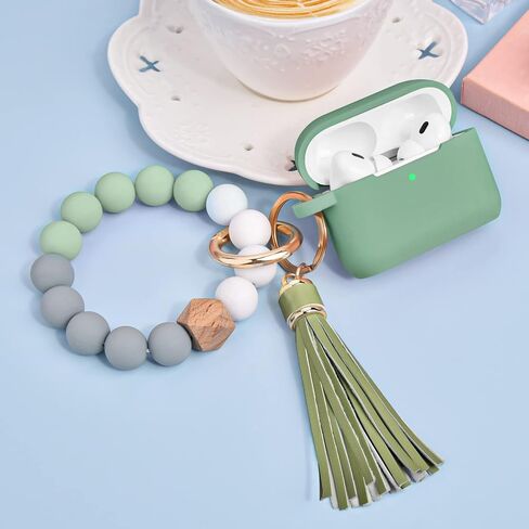 Airpods Pro 2nd Generation Case Cover 2022, Cute Silicone Protective Case with Bracelet Keychain Accessories for New Apple Airpods Pro 2 Women Girls (Cactus Green) in Kuwait