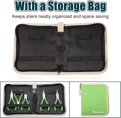 SPEEDWOX 6Pcs Mini Pliers Set with Case Include Flat Nose Pliers End Cutting Pliers Bent Nose Pliers Diagonal Pliers Lineman's Pliers Needle Nose Pliers with 2 Tweezers for Making Crafts, Repairing in Kuwait