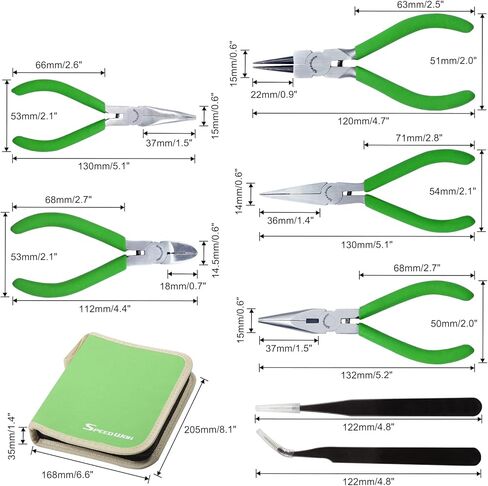SPEEDWOX 6Pcs Mini Pliers Set with Case Include Flat Nose Pliers End Cutting Pliers Bent Nose Pliers Diagonal Pliers Lineman's Pliers Needle Nose Pliers with 2 Tweezers for Making Crafts, Repairing in Kuwait