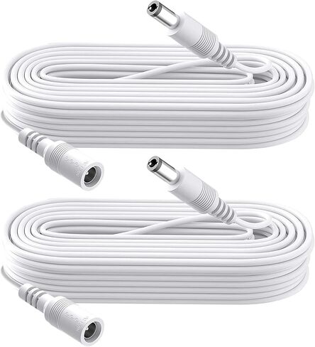 Security-01 6.6FT 2M DC Power Extension Cable 5.5mm x 2.1mm,for CCTV Camera IP WiFi Camera,DVR,LED Strip,DC Power Supply Adapter Extender Cable,White (Pack of 2) in Kuwait
