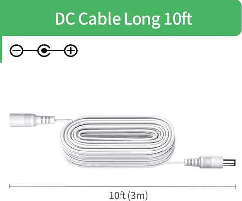 Security-01 6.6FT 2M DC Power Extension Cable 5.5mm x 2.1mm,for CCTV Camera IP WiFi Camera,DVR,LED Strip,DC Power Supply Adapter Extender Cable,White (Pack of 2) in Kuwait
