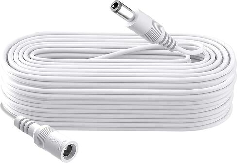 Security-01 26FT 8M DC 12V Power Extension Cable for CCTV Security Camera DVR Standalone, DC Extension Cord 5.5mm x 2.1mm,White in Kuwait
