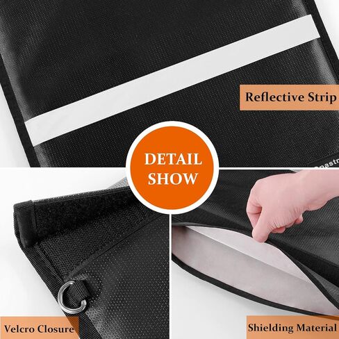 3Pack Faraday Bags for Phones & Tablets & Laptops, Faraday Key Fob Protector Anti-Theft Anti-Tracking, Fireproof & Waterproof Faraday Bag, RFID Signal Blocker Faraday Cage with Reflective Strip in Kuwait