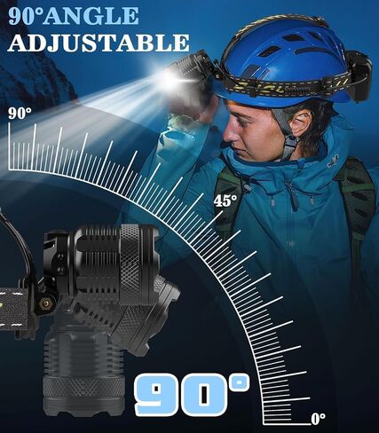 MoKo 150000 Lumen Rechargeable Headlamp - 60H Long Battery Life Detachable, 8 Modes Super Bright 50W Bulb IP68 Waterproof 90° Adjustable Sensor Headlight for Outdoor Camping Fishing Running Hunting in Saudi Arabia
