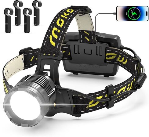 MoKo 150000 Lumen Rechargeable Headlamp - 60H Long Battery Life Detachable, 8 Modes Super Bright 50W Bulb IP68 Waterproof 90° Adjustable Sensor Headlight for Outdoor Camping Fishing Running Hunting in Saudi Arabia