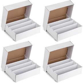 Collector Card Storage Box,Hold 3120 Count Trading Cards Box,White Sports Card Boxes Card Sorting Tray Card Sleeve Cases Card Collection Box for Soccer Basketball Cards (4 Sets)