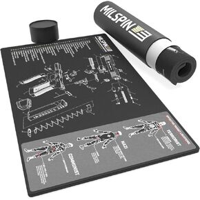 Milspin Gun Cleaning Mat | Ultra Thick 1/4" Gun Mat | 12" x 20" Oversized Mat for Glock | Gun Accessories | Gun Cleaning Kit Accessories I Solvent Resistant