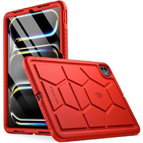Poetic TurtleSkin Case Designed for iPad Air 11 Inch M2 2024 Only, Heavy Duty Shockproof Rugged Kids Friendly Drop Protection Silicone Cover Case, Black