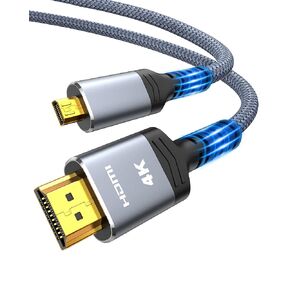 Highwings 4K Micro HDMI to HDMI Cable 10 FT, 4K@60Hz, Micro HDMI Cord HDR Compatible for DSLR Camera, Raspberry Pi, GoPro Hero to TV, Laptop, Computer, Monitor, for Video, Audio, Image, Streaming