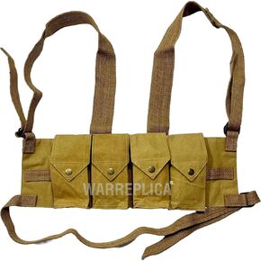 warrepplica Rhodesian Fereday & Sons Chest Rig with Grenade Pocket FAL/G3/M14 Bush War/20rd .308/7.62x51mm 6 Magazine Pouch Tactical Chest Rig with Grenade Pocket
