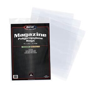 BCW Thick Resealable Magazine Bags - 1 Pack of 100 | Acid-Free, Clear Polypropylene Sleeves for Archival-Quality Storage of Collectible Magazines | Protect Your Valuable Comic Book Collection
