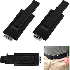 NEXT STATION Horizontal Mag Carrier for Concealed Carry, Extra Pistol Magazine Belt Holder for Single Stack,Durable Elastic Open-Top Mag Pouch with Adjustable Hook and Loop