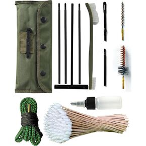 Universal Rifle Cleaning Kit, Brushes, Snakes, Tools for 5.56mm, 20-25 Caliber Rifles/Shotguns, Include 100 6-inch Gun Cleaning Swabs