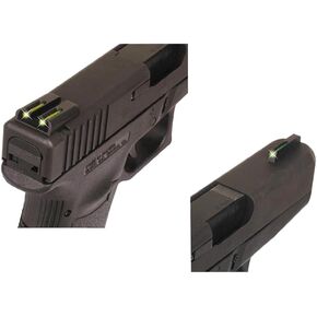 TRUGLO TFO Tritium & Fiber-Optic Handgun Sight | Snag-Resistant Front & Rear Bright Night Sights, Compatible with Glock Handguns