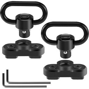 Two Point and Traditional Mlock Sling Rail Mounts with 1.25 Inch QD Push Button Sling Swivel Loop for Mloc - 2 Pack